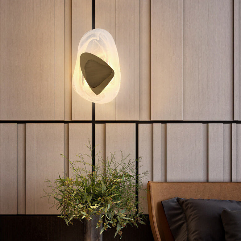 Modern Art Deco Irregular Oval Glass Iron LED Wall Sconce Lamp For Living Room
