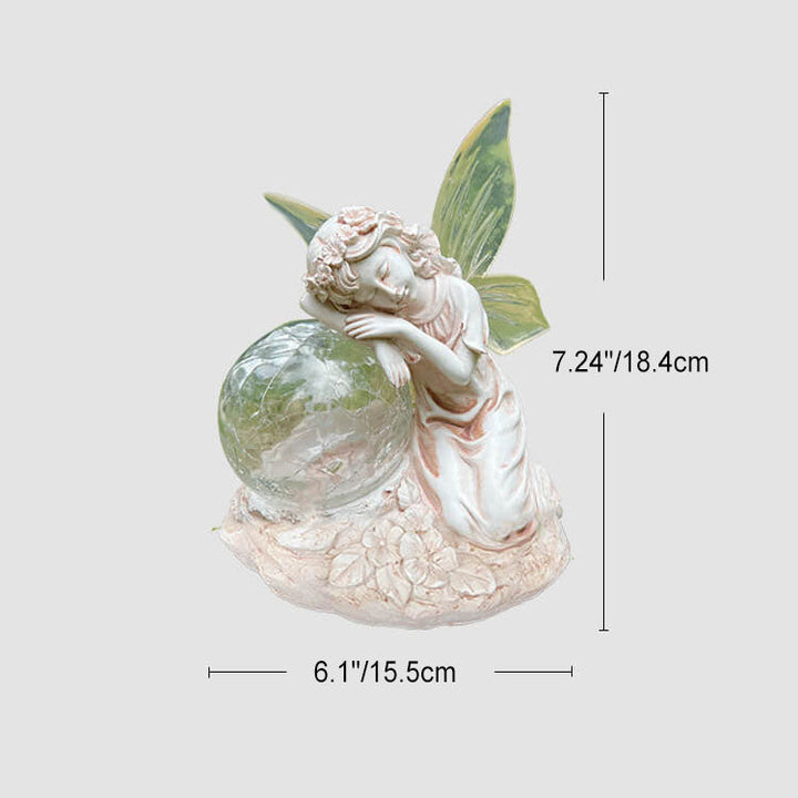 Contemporary Creative Solar Flower Fairy Resin Glass Waterproof Lawn Landscape Outdoor  Light For Garden