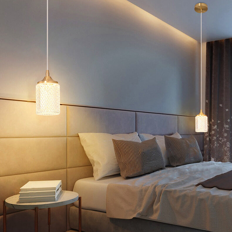Modern Luxury All-Copper Glass Cylinder Spherical Diamond LED Pendant Light