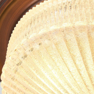 Zeitgenössische Retro Glas Eisen Runde Frosted Stripe 2/3/4 Licht Unterputz Deckenleuchte für Wohnzimmer 