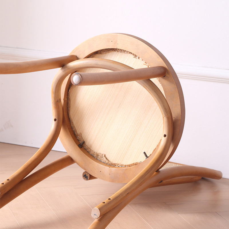 Traditional Vintage Round Faux Rattan Beech Wood Weaving Dining Chair Backrest For Dining Room