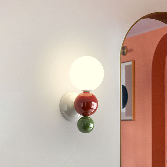 Lámpara de Aplique de Pared de 1 Luz de Hierro de Plástico en Forma de Perla Estilo Crema Francesa 