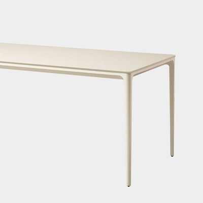 Ensemble de table à manger et chaises en alliage d'aluminium avec dalle de roche rectangulaire minimaliste moderne pour 4 places 