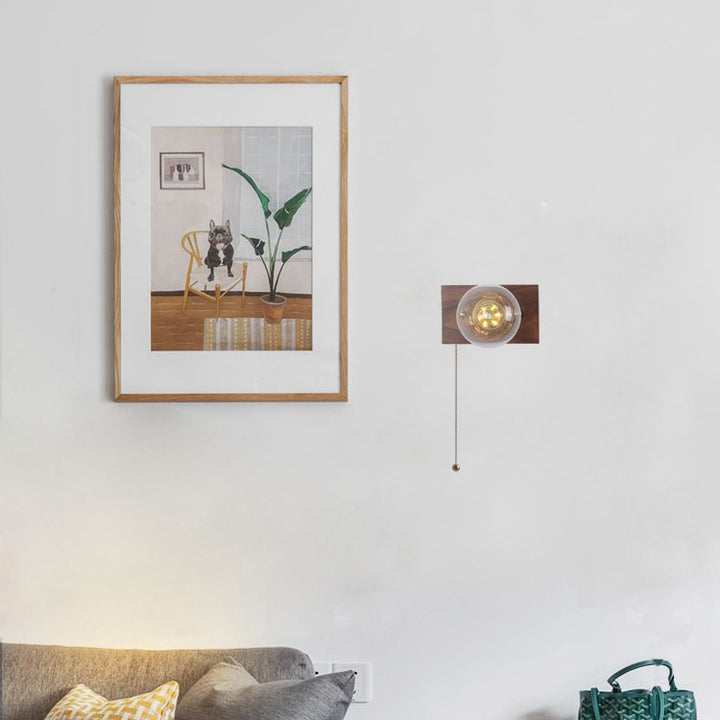 Applique murale vintage traditionnelle rectangulaire en fer et bois à 1 lumière pour chambre 
