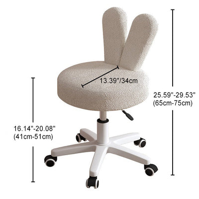 Zeitgenössischer kreativer runder Stuhl mit Kaninchenohren aus Metall, Lammwolle und Schaumstoff, drehbar für das Wohnzimmer 