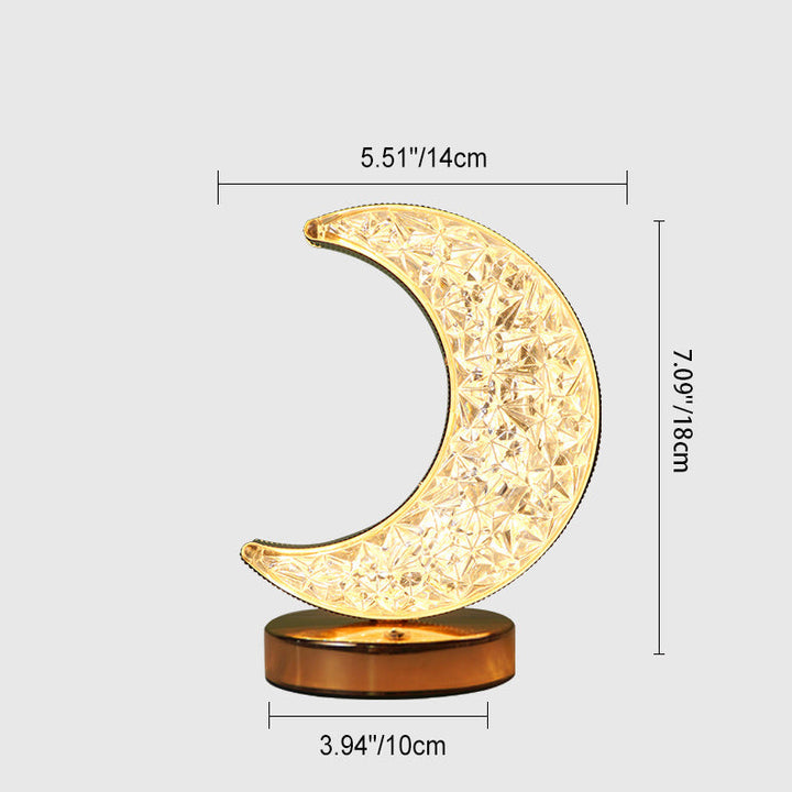 Lampe de table LED moderne Art Déco en métal avec cristal étoile lune pour chevet 