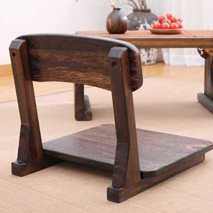 Traditioneller japanischer quadratischer Paulownia-Holz-Baumwoll-Leinenstuhl Tatami-Rückenlehne für den Unterhaltungsraum 