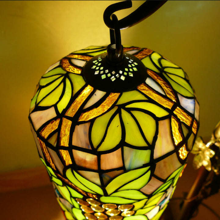 Lampe de sol traditionnelle Tiffany à colonne en fer avec verre à 2 lumières pour salon 