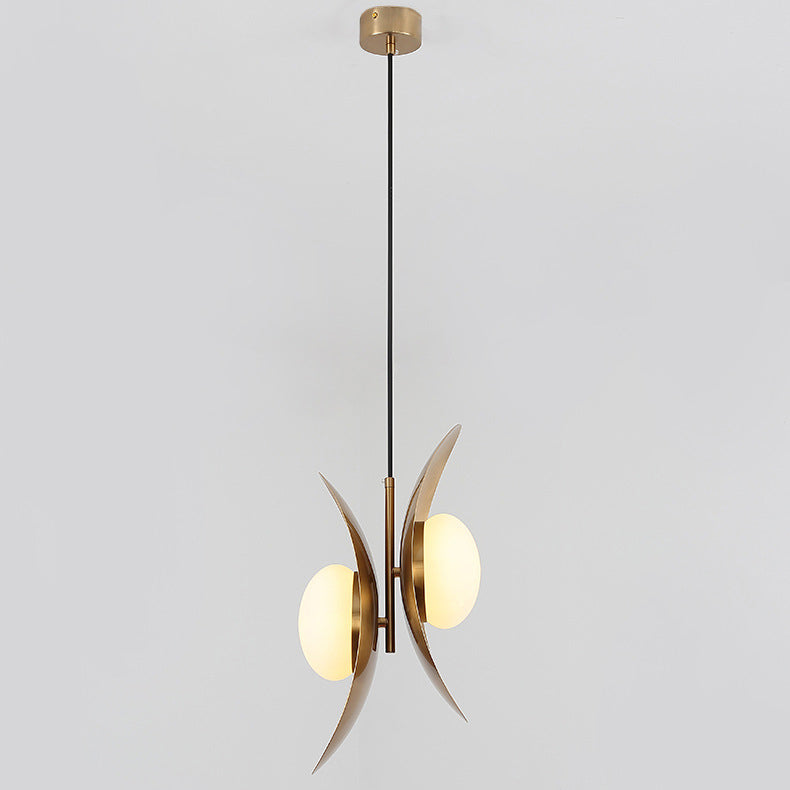 Zeitgenössische nordische ovale Kugel Eisen Titan 2-Licht Pendelleuchte für Wohnzimmer 