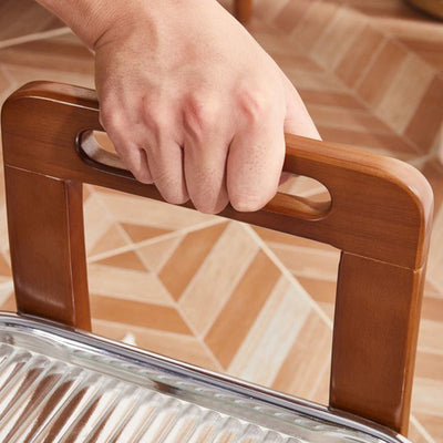 Traditioneller ovaler abnehmbarer Holztisch aus Edelstahl und Glas mit 2 Ebenen für das Wohnzimmer 