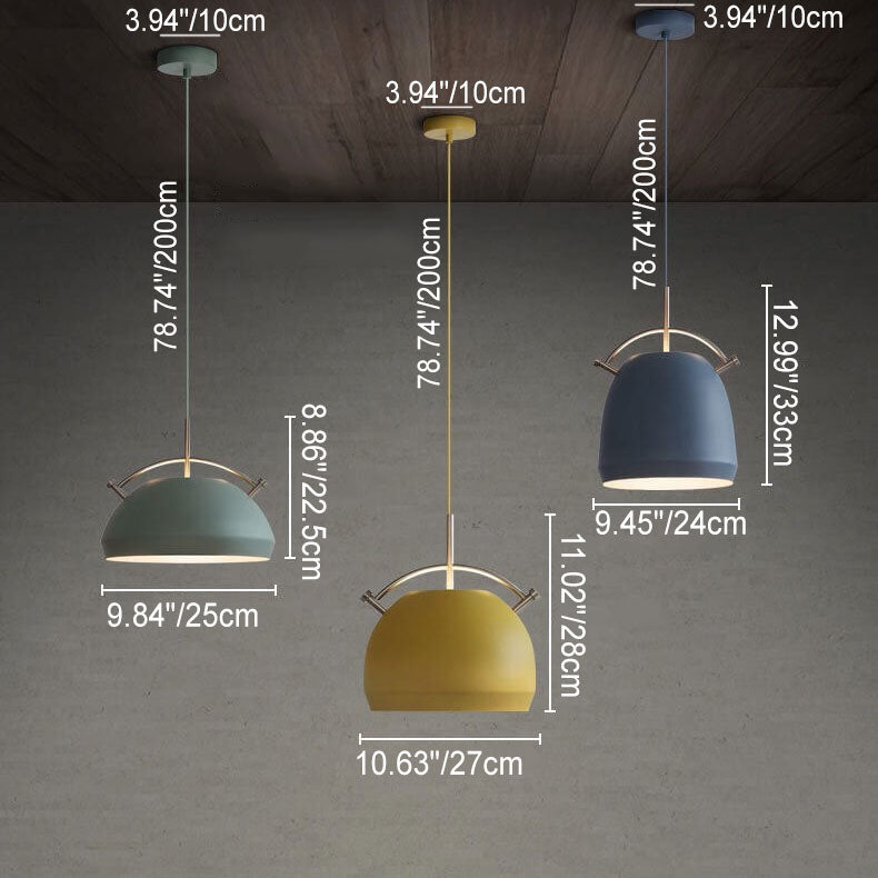 Lámpara colgante de 1 luz redonda de aleación de aluminio nórdica Macaron 
