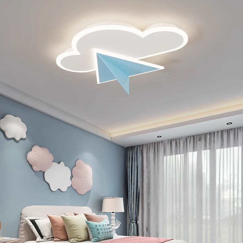 Moderne Art Deco Kinder Eisen Acryl Wolke Flugzeug LED Unterputz Deckenleuchte für Schlafzimmer 