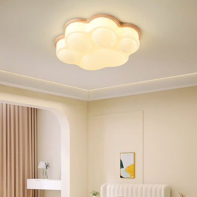 Plafonnier LED en acrylique en forme de patte de chat minimaliste moderne en bois de caoutchouc pour chambre 