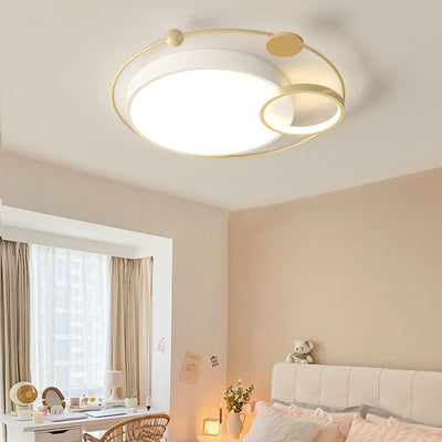 Contemporary Creative Iron Acrylic Round LED Flush Mount Ceiling Light For Bedroom