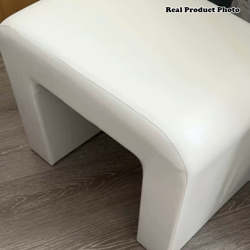 Modern Minimalist Square Arched PU Leather Plywood Frame Vanity Stool For Bedroom