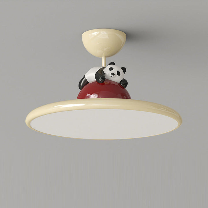 Plafonnier semi-encastré en fer acrylique LED Panda éléphant créatif contemporain pour chambre à coucher 