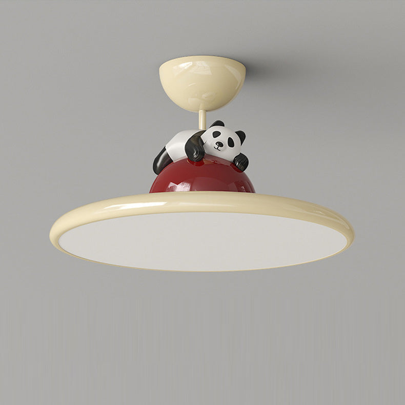 Zeitgenössische kreative Cartoon Panda Elefant Eisen Acryl LED Semi-Flush Mount Deckenleuchte für Schlafzimmer 