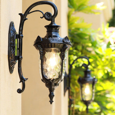 Traditional European Cylinder Lantern Aluminum Glass 1-Light Outdoor Wall Sconce Lamp For Outdoor Patio