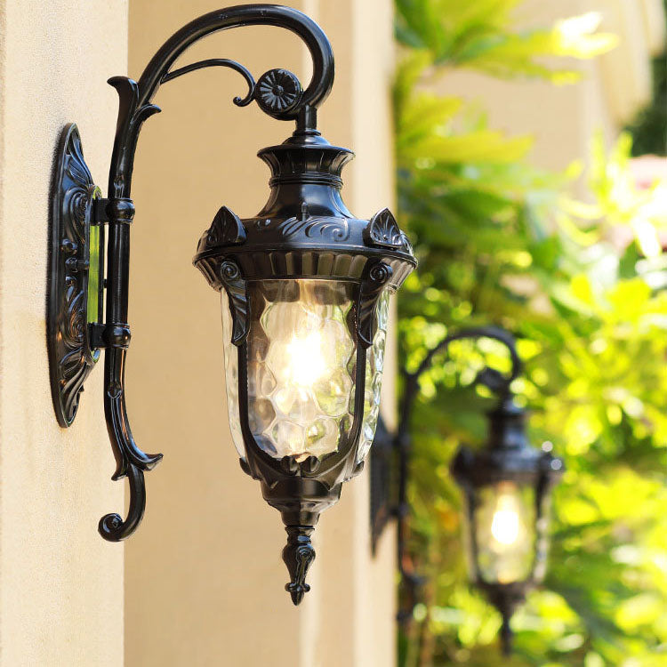 Traditional European Cylinder Lantern Aluminum Glass 1-Light Outdoor Wall Sconce Lamp For Outdoor Patio