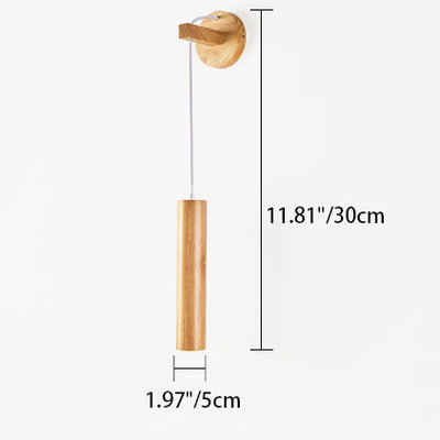 Nordic Modern Minimalist Long Strip Rubber Wood LED Wall Sconce Lamp