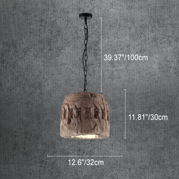 Contemporary Industrial Resin Barrel 1-Light Pendant Light for Living Room