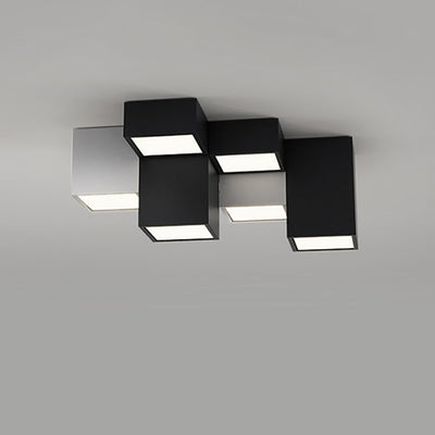 Modern Minimalist Cube Iron Acrylic LED Flush Mount Ceiling Light For Living Room