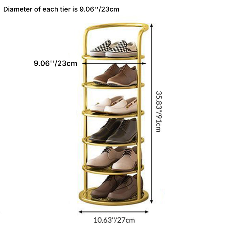 Modern Minimalist Round Iron Carbon Steel Shoe Storage 5/6/7/8-Tier For Entryways