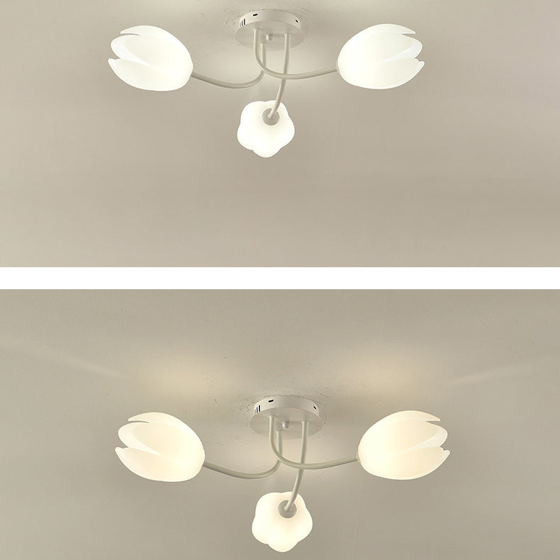 Modern Art Deco Tulip Flower Design 3/7/11/13 Light Semi-Flush Mount Ceiling Light For Living Room