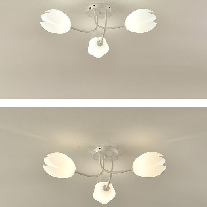 Modern Art Deco Tulip Flower Design 3/7/11/13 Light Semi-Flush Mount Ceiling Light For Living Room