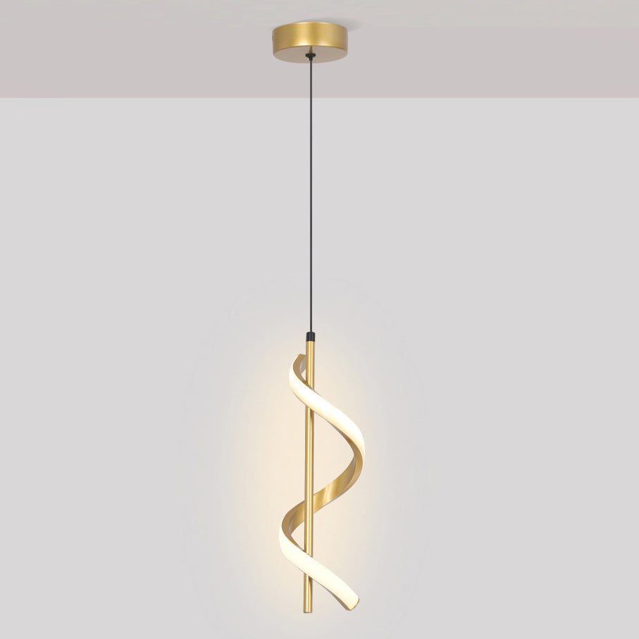 Suspension LED moderne minimaliste en forme de cylindre en spirale en fer et silicone pour chambre 