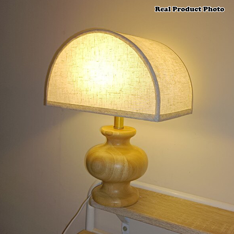 Japanese Wabi-sabi Vintage Solid Wood Fabric 1-Light Table Lamp
