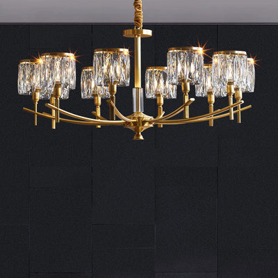 Zeitgenössischer Luxus-Zweig-Kristall-Kupfer-Kronleuchter mit 6/8/10/15 Lichtern für Wohnzimmer 