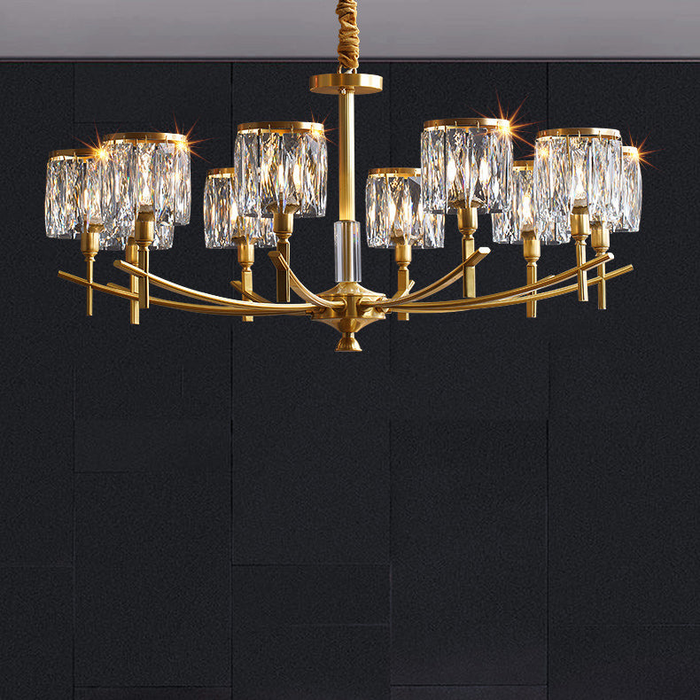 Zeitgenössischer Luxus-Zweig-Kristall-Kupfer-Kronleuchter mit 6/8/10/15 Lichtern für Wohnzimmer 