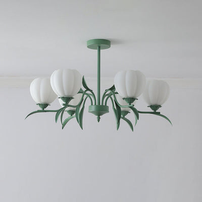 Contemporary Creative Iron Glass Flower Shape 3/6/8/10-Light Chandelier For Living Room