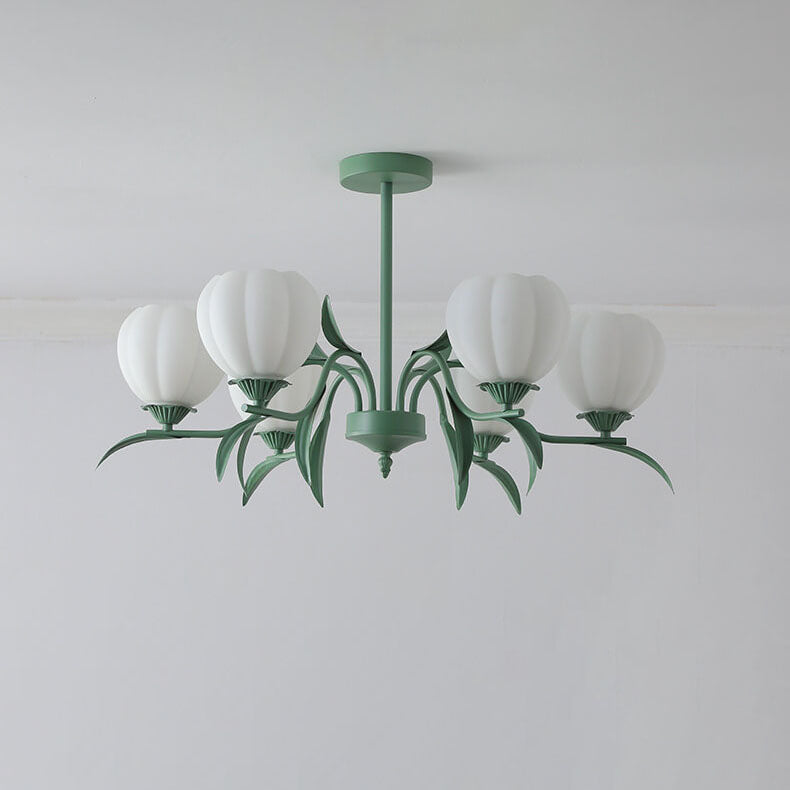 Contemporary Creative Iron Glass Flower Shape 3/6/8/10-Light Chandelier For Living Room