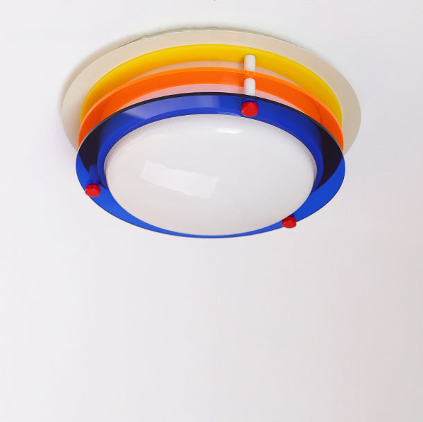 Moderne minimalistische bunte Eisen-Acryl-Disc Splicing LED Unterputz-Deckenleuchte für Schlafzimmer 