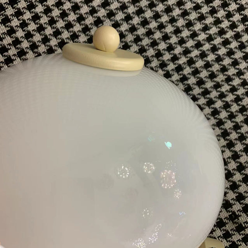 Applique Murale Moderne en Verre et Fer en Forme de Champignon Rond à 1 Lumière pour Chevet 