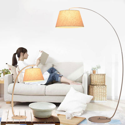 Modern Light Luxury Wrought Iron Curved Cylinder 1-Light Standing Floor Lamp