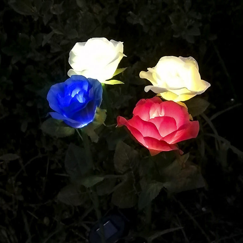 Luz Solar Moderna de Jardín Rosa LED con Enchufe de Tierra para Exteriores 