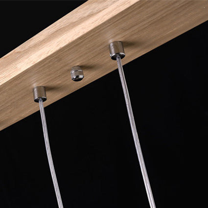 Lustre de style rustique traditionnel en bois carré long avec LED pour salle à manger 