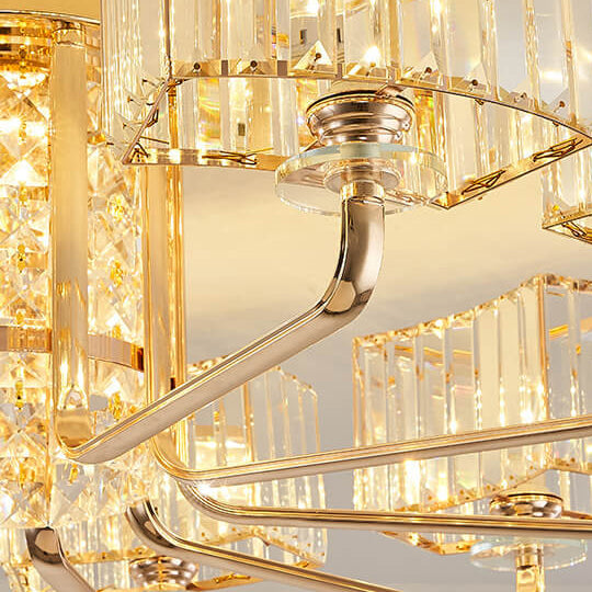 Plafonnier encastré à 6/8/10/12 lumières en cristal de luxe moderne 
