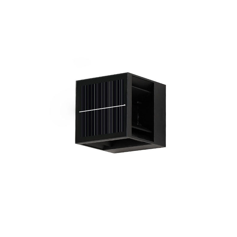 Applique murale LED en aluminium à rayures carrées solaires modernes et minimalistes pour jardin 