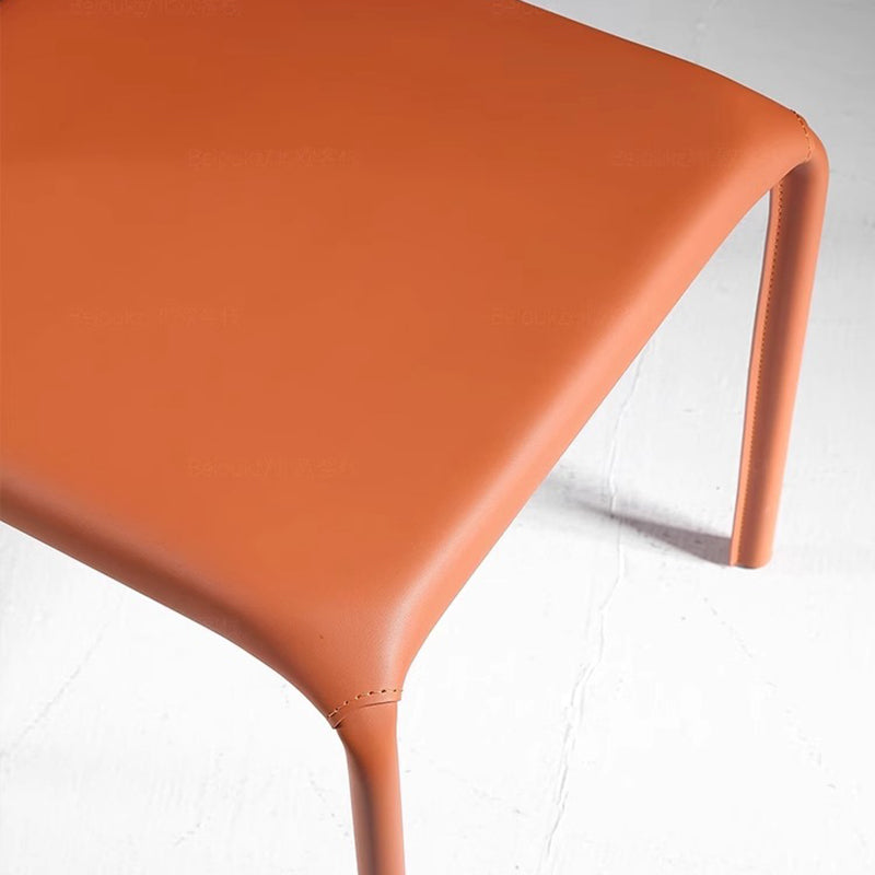 Silla de comedor contemporánea de lujo cuadrada con respaldo, en cuero de microfibra, metal y estructura de madera contrachapada, para comedor 