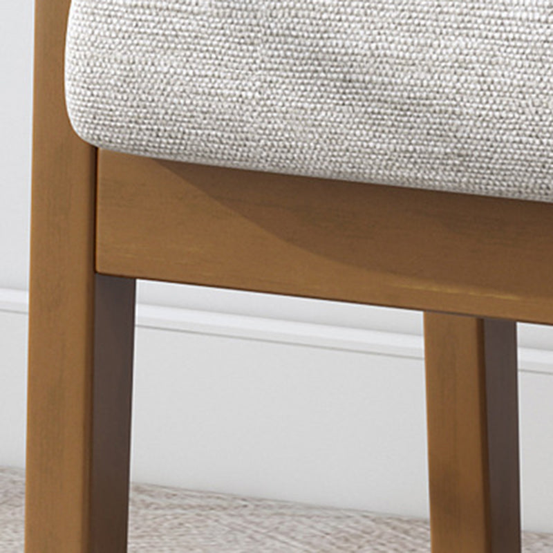 Silla moderna minimalista cuadrada tapizada en tela de algodón y lino con madera maciza para sala de estar 