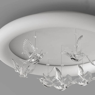 Zeitgenössische nordische runde Vogel Eisen Acryl LED Deckenleuchte für Schlafzimmer 