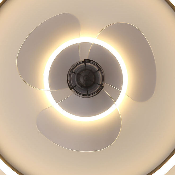 Contemporary Nordic Round Iron Silicone Aluminum Invisible LED Flush Mount Ceiling Fan Light For Living Room &amp; Bedroom