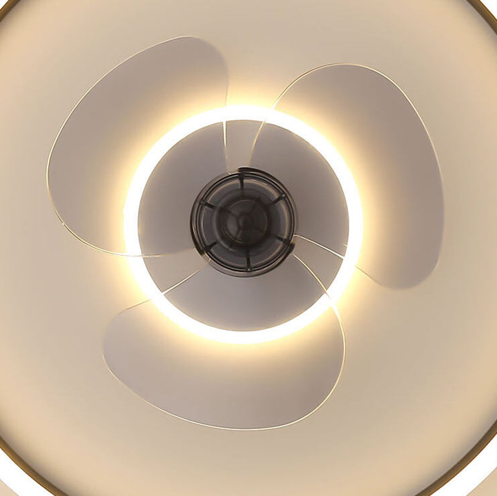 Contemporary Nordic Round Iron Silicone Aluminum Invisible LED Flush Mount Ceiling Fan Light For Living Room &amp; Bedroom