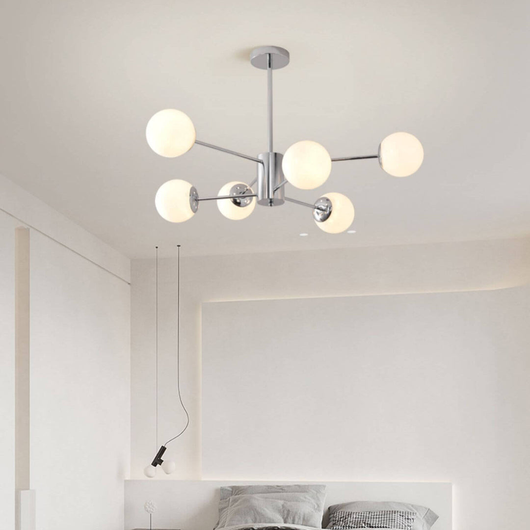 Lámpara de araña contemporánea nórdica Magic Bean de hierro y vidrio chapado con rama de 6/8 luces para sala de estar 