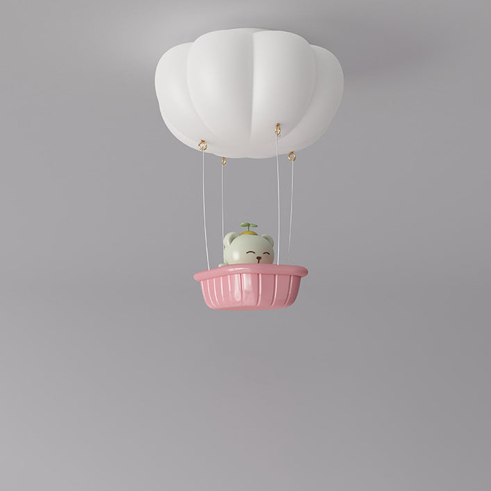 Lumière de plafond LED pour chambre à coucher en forme de montgolfière avec ours en fer citrouille pour enfants de simplicité moderne 
