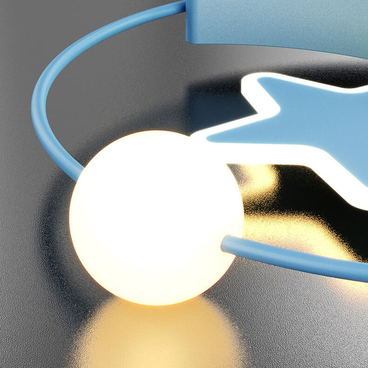 Zeitgenössische kreative Mond-Stern-Eisen-Acryl-LED-Deckenleuchte für das Schlafzimmer 